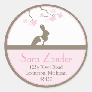 Mutter und Baby Bunny Address Label Runder Aufkleber