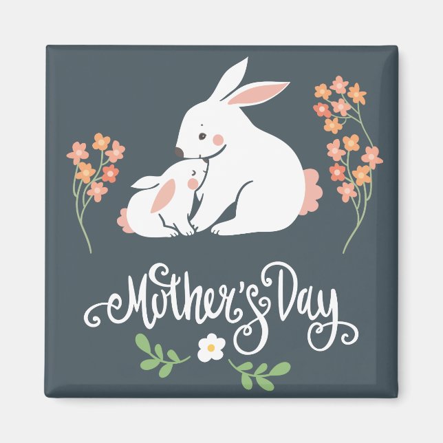 Mutter und Baby Bunny Mother's Day Magnet (Vorne)