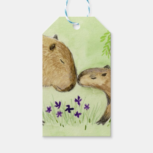 Mutter und Baby Capybara Geschenkanhänger (Vorderseite)