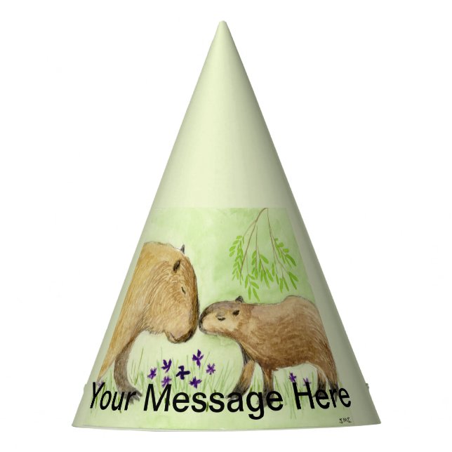 Mutter und Baby Capybara Partyhütchen (Vorderseite)