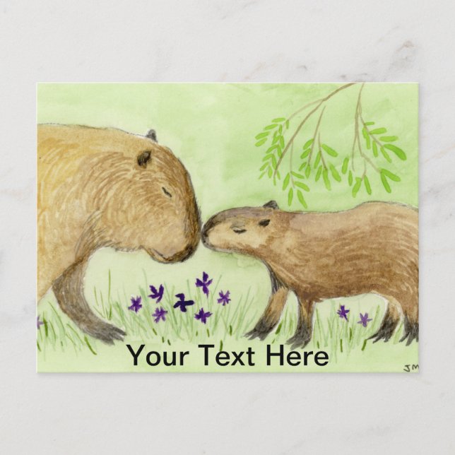 Mutter und Baby Capybara Postkarte (Vorderseite)