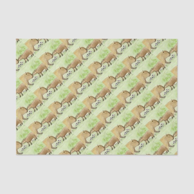 Mutter und Baby Capybara Seidenpapier (Vorderseite)