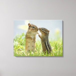 Mutter und Baby Chipmunk Leinwanddruck