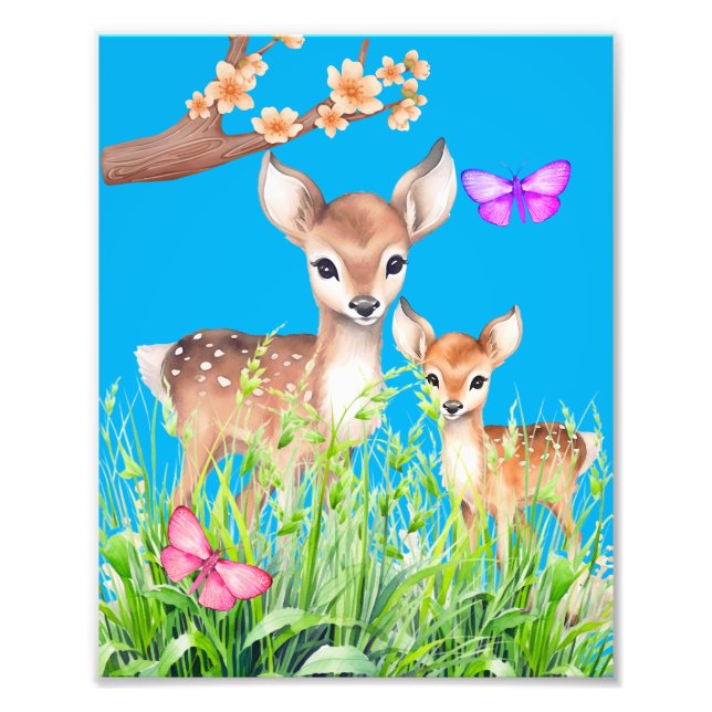 Mutter und Baby Deer Fotodruck (Vorne)