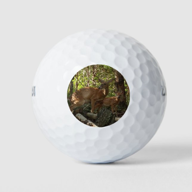 Mutter und Baby Deer im Shenandoah-Nationalpark Golfball (Vorderseite)