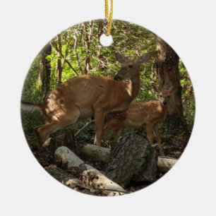 Mutter und Baby Deer im Shenandoah-Nationalpark Keramik Ornament