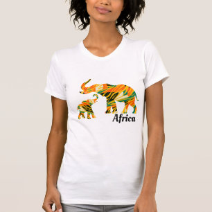 Mutter und Baby Elefant Afrikanisches Muster T-Shirt