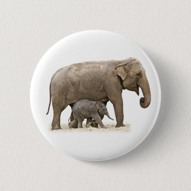 Mutter und Baby Elephant Button (Vorderseite)