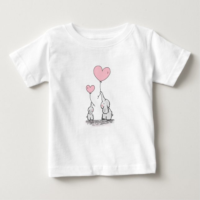 Mutter und Baby Elephant mit Balloons Baby T-shirt (Vorderseite)