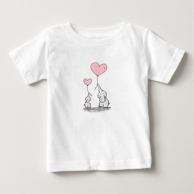 Mutter und Baby Elephant mit Balloons T-shirt (Vorderseite)