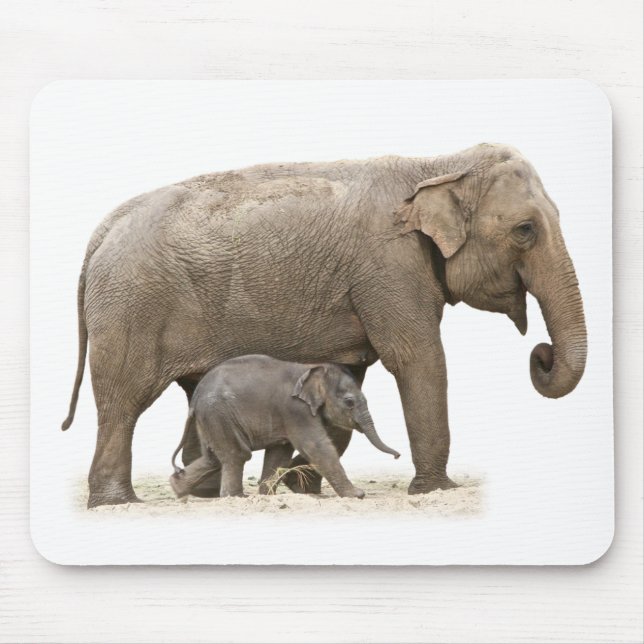 Mutter und Baby Elephant Mousepad (Vorne)