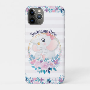 Mutter und Baby Elephant Pink Blush Blume Kranz Case-Mate iPhone Hülle