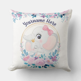 Mutter und Baby Elephant Pink Blush Blume Kranz Kissen