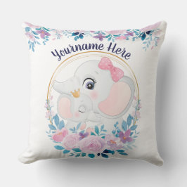 Mutter und Baby Elephant Pink Blush Blume Kranz Kissen