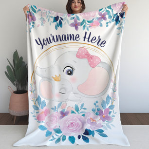 Mutter und Baby Elephant Pink Blush Blume Kranz Sherpadecke