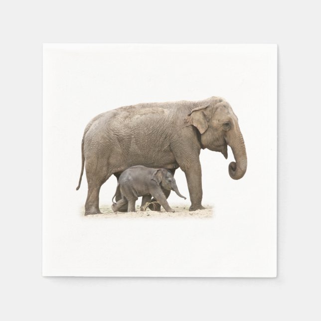 Mutter und Baby Elephant Serviette (Vorderseite)