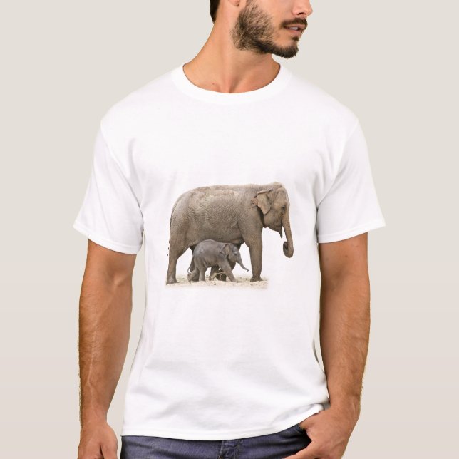 Mutter und Baby Elephant T-Shirt (Vorderseite)