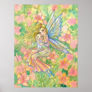 Mutter und Baby Feen Kunstposter Druck Poster