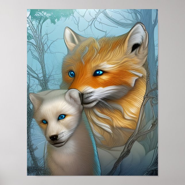 Mutter und Baby Fox Poster (Vorne)
