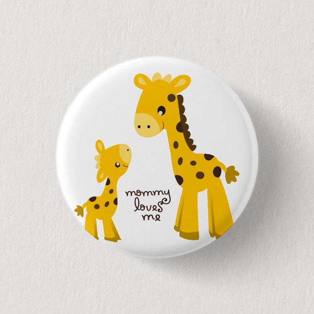Mutter und Baby Giraffe Button (Vorderseite)