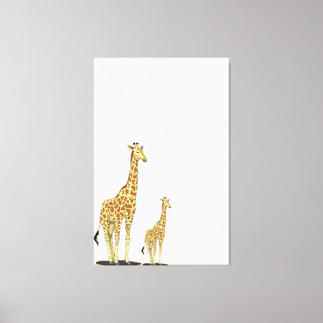 Mutter und Baby Giraffe - Ein sanfter Anleih Leinwanddruck (Vorderseite)
