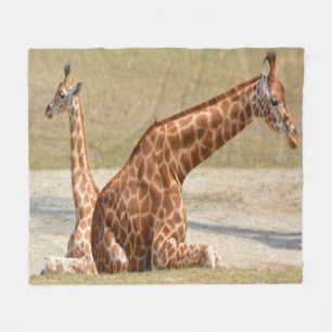 Mutter und Baby Giraffe Fleecedecke