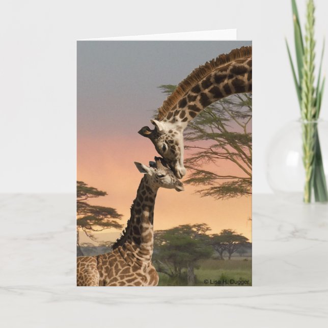 Mutter-und Baby-Giraffe Karte (Vorderseite)