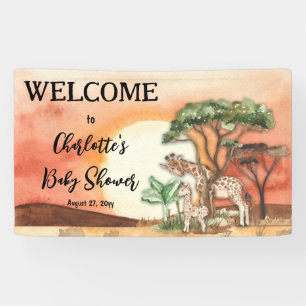 Mutter und Baby Giraffe Safari Baby Dusche Willkom Banner