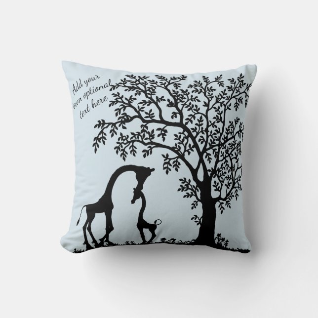 Mutter und Baby Giraffe Silhouette Akzent Kissen (Vorderseite)
