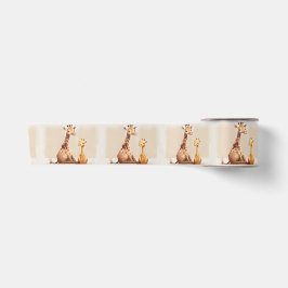Mutter und Baby Giraffe Watercolor Satinband