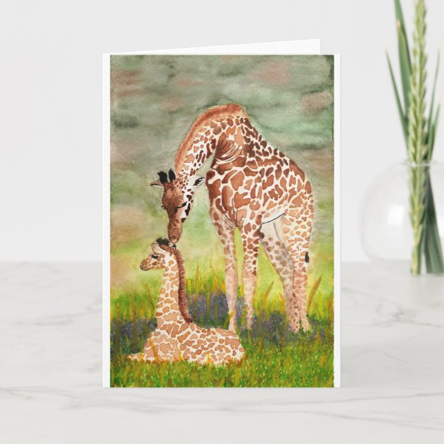 Mutter und Baby Giraffen Karte (Vorderseite)