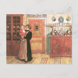 Mutter und Baby in der Küche Postkarte