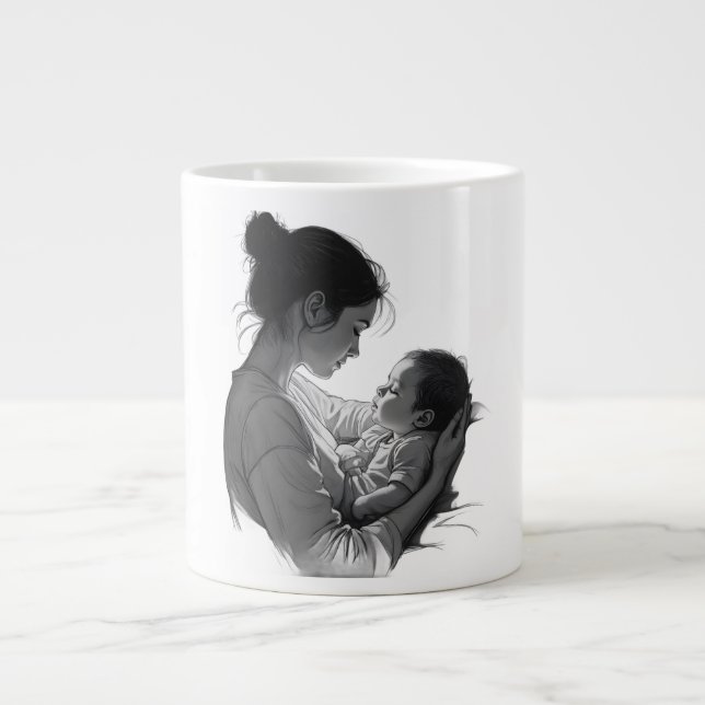 Mutter-und-Baby-Kunstwerk Jumbo-Tasse (Vorderseite)