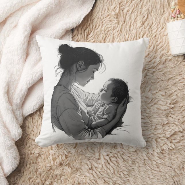 Mutter-und-Baby-Kunstwerk Kissen (Decke)