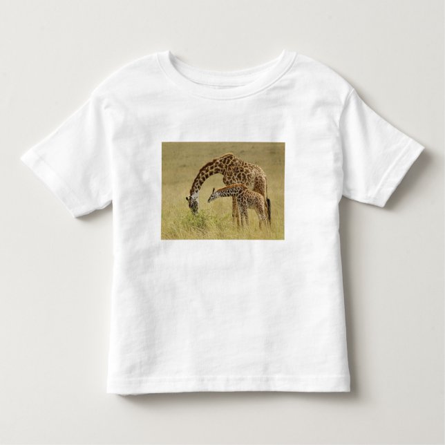 Mutter und Baby Masai Giraffe, Giraffa Kleinkind T-shirt (Vorderseite)