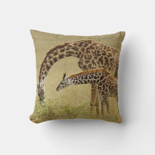 Mutter und Baby Massai-Giraffe, Giraffa Kissen