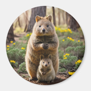 Mutter und Baby Quokka, Kühlschrankmagnet Magnet