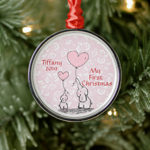 Mutter und Baby rosa Elefant - meine ersten Weihna Ornament Aus Metall