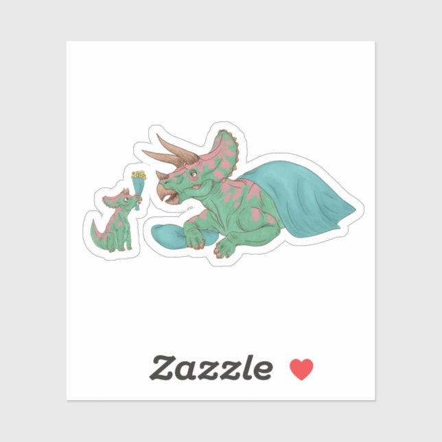 Mutter und Baby Triceratops Aufkleber (Blatt)