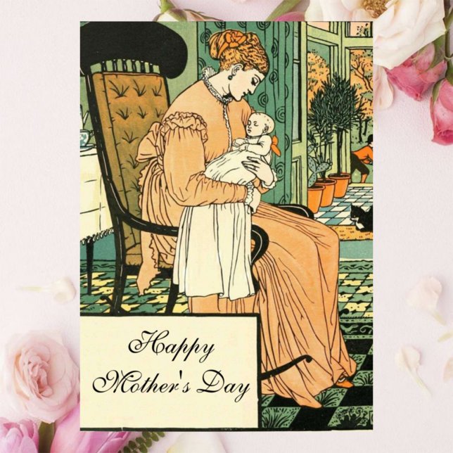 Mutter und Baby, Vintag Karte (Von Creator hochgeladen)
