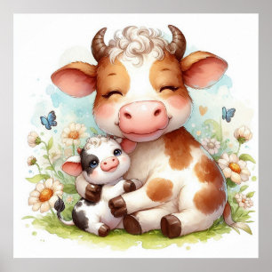 Mutter und Babykuh Poster