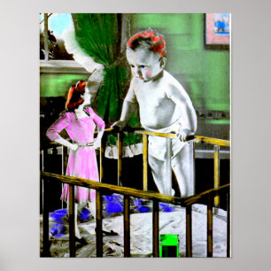 Mutter und ihr Riesenbaby der 40er Jahre Poster