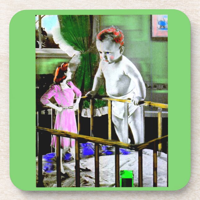 Mutter und ihr Riesenbaby der 40er Jahre Untersetzer (Vorderseite)