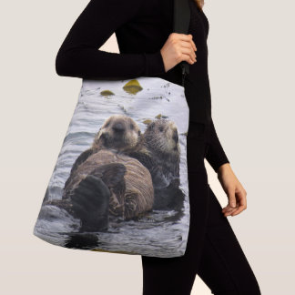 Mutter und Jungtier Seeotter Tragetaschen Mit Langen Trägern