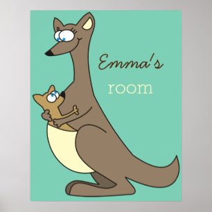 Mutter und Känguru-Kind mit individuellem Namen fü Poster