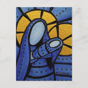 Mutter und Kind Abstraktes Blau Postkarte