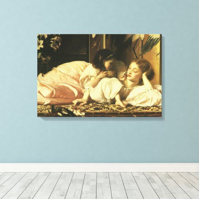 Mutter und Kind (alias Cherries) von Lord Leighton Leinwanddruck (Insitu (Holzboden))
