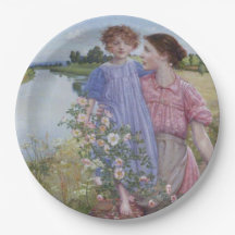 Mutter und Kind am Fluss Mit wilden Rose