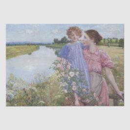 Mutter und Kind am Fluss Mit wilden Rose Seidenpapier