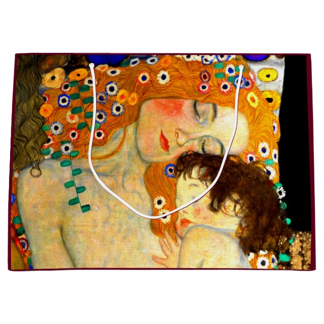 Mutter und Kind durch Kunst Nouveau Gustav Klimt Große Geschenktüte (Vorderseite)